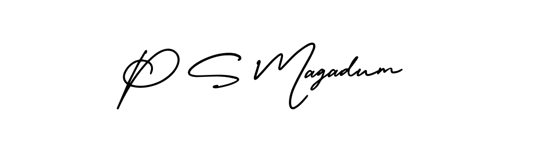 How to Draw P S Magadum signature style? AmerikaSignatureDemo-Regular is a latest design signature styles for name P S Magadum. P S Magadum signature style 3 images and pictures png