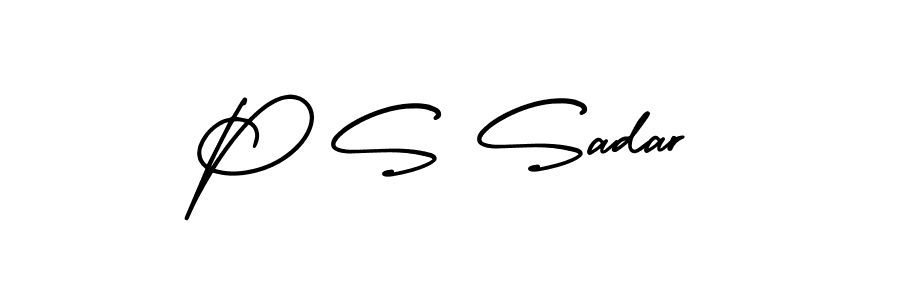 The best way (AmerikaSignatureDemo-Regular) to make a short signature is to pick only two or three words in your name. The name P S Sadar include a total of six letters. For converting this name. P S Sadar signature style 3 images and pictures png