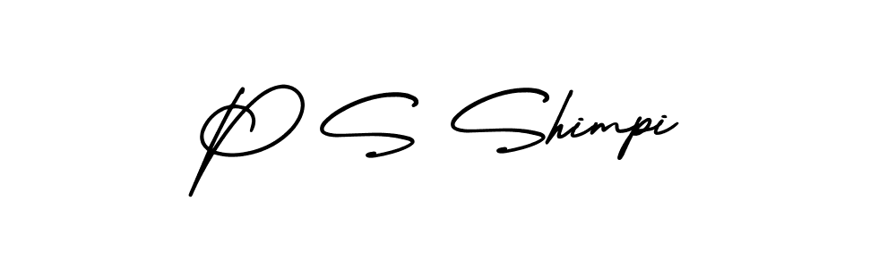 The best way (AmerikaSignatureDemo-Regular) to make a short signature is to pick only two or three words in your name. The name P S Shimpi include a total of six letters. For converting this name. P S Shimpi signature style 3 images and pictures png