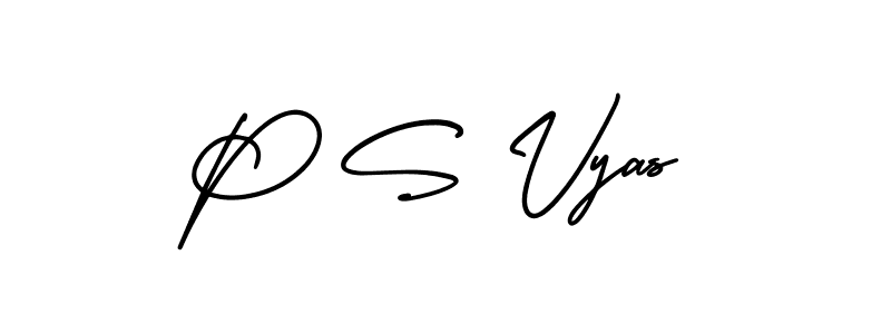 The best way (AmerikaSignatureDemo-Regular) to make a short signature is to pick only two or three words in your name. The name P S Vyas include a total of six letters. For converting this name. P S Vyas signature style 3 images and pictures png