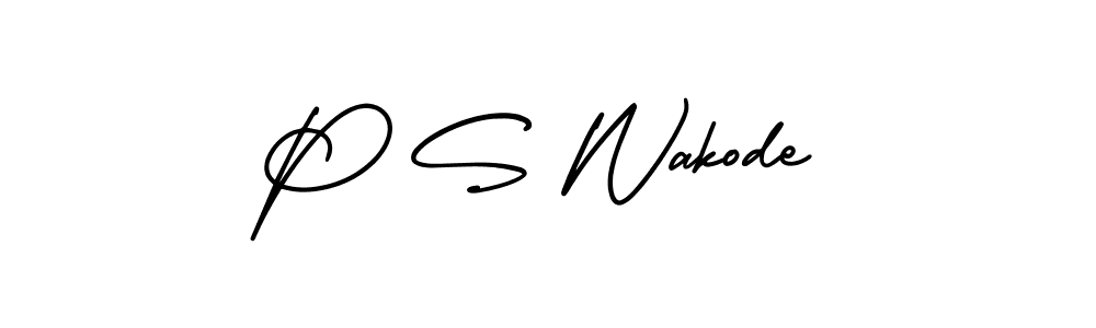 Design your own signature with our free online signature maker. With this signature software, you can create a handwritten (AmerikaSignatureDemo-Regular) signature for name P S Wakode. P S Wakode signature style 3 images and pictures png