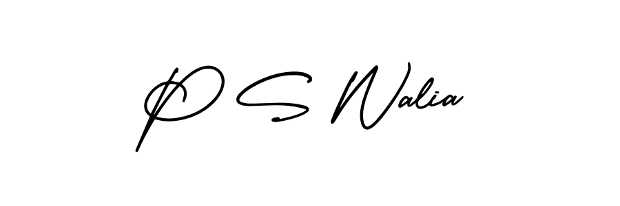 How to make P S Walia name signature. Use AmerikaSignatureDemo-Regular style for creating short signs online. This is the latest handwritten sign. P S Walia signature style 3 images and pictures png