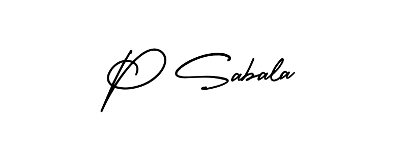 Design your own signature with our free online signature maker. With this signature software, you can create a handwritten (AmerikaSignatureDemo-Regular) signature for name P Sabala. P Sabala signature style 3 images and pictures png