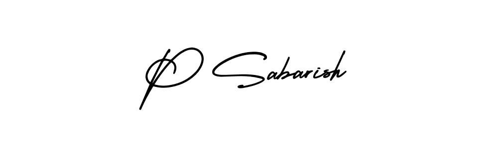 P Sabarish stylish signature style. Best Handwritten Sign (AmerikaSignatureDemo-Regular) for my name. Handwritten Signature Collection Ideas for my name P Sabarish. P Sabarish signature style 3 images and pictures png