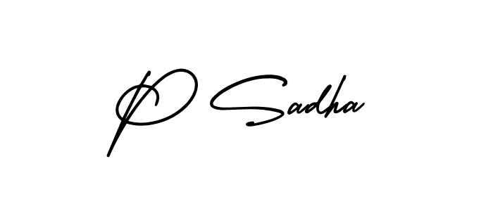 Create a beautiful signature design for name P Sadha. With this signature (AmerikaSignatureDemo-Regular) fonts, you can make a handwritten signature for free. P Sadha signature style 3 images and pictures png