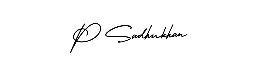 Make a beautiful signature design for name P Sadhukhan. With this signature (AmerikaSignatureDemo-Regular) style, you can create a handwritten signature for free. P Sadhukhan signature style 3 images and pictures png