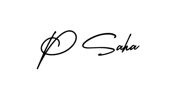 Use a signature maker to create a handwritten signature online. With this signature software, you can design (AmerikaSignatureDemo-Regular) your own signature for name P Saha. P Saha signature style 3 images and pictures png