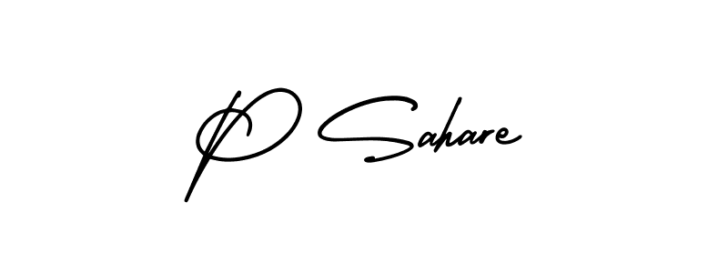 Design your own signature with our free online signature maker. With this signature software, you can create a handwritten (AmerikaSignatureDemo-Regular) signature for name P Sahare. P Sahare signature style 3 images and pictures png