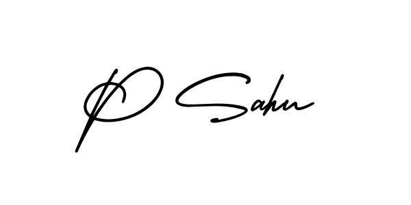 Design your own signature with our free online signature maker. With this signature software, you can create a handwritten (AmerikaSignatureDemo-Regular) signature for name P Sahu. P Sahu signature style 3 images and pictures png