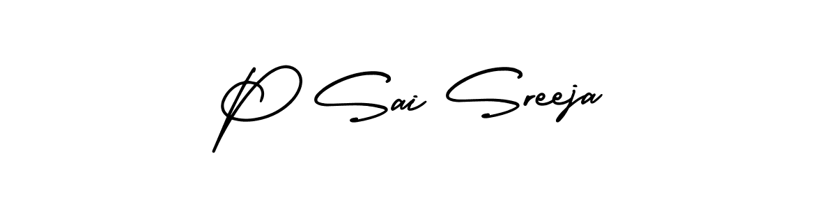 The best way (AmerikaSignatureDemo-Regular) to make a short signature is to pick only two or three words in your name. The name P Sai Sreeja include a total of six letters. For converting this name. P Sai Sreeja signature style 3 images and pictures png