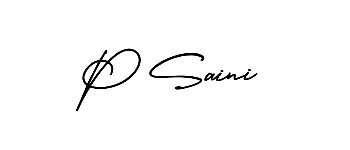 How to Draw P Saini signature style? AmerikaSignatureDemo-Regular is a latest design signature styles for name P Saini. P Saini signature style 3 images and pictures png