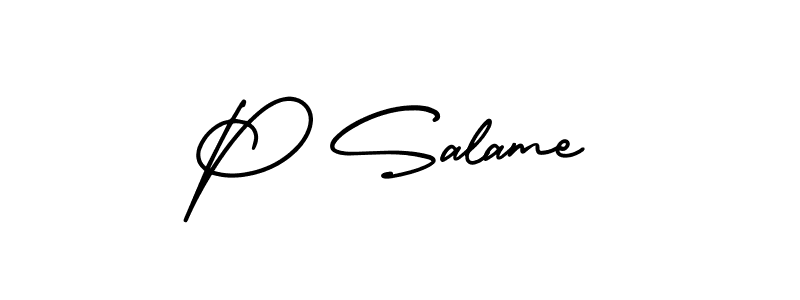 You should practise on your own different ways (AmerikaSignatureDemo-Regular) to write your name (P Salame) in signature. don't let someone else do it for you. P Salame signature style 3 images and pictures png