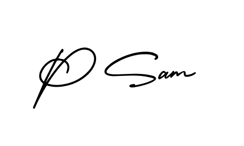 Make a beautiful signature design for name P Sam. With this signature (AmerikaSignatureDemo-Regular) style, you can create a handwritten signature for free. P Sam signature style 3 images and pictures png