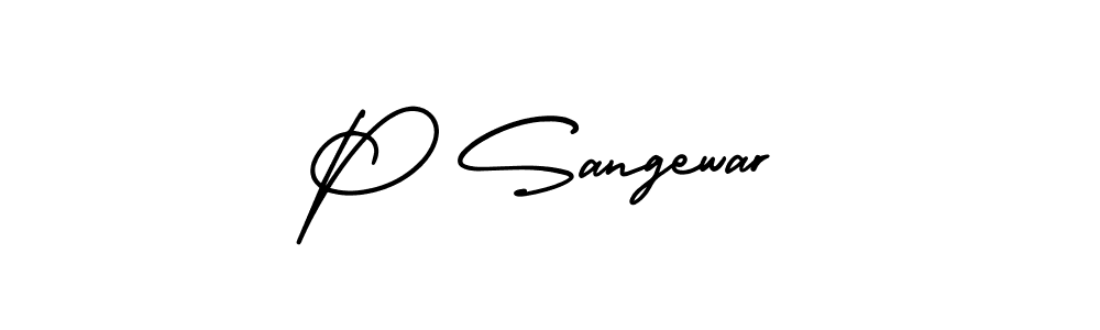 You should practise on your own different ways (AmerikaSignatureDemo-Regular) to write your name (P Sangewar) in signature. don't let someone else do it for you. P Sangewar signature style 3 images and pictures png