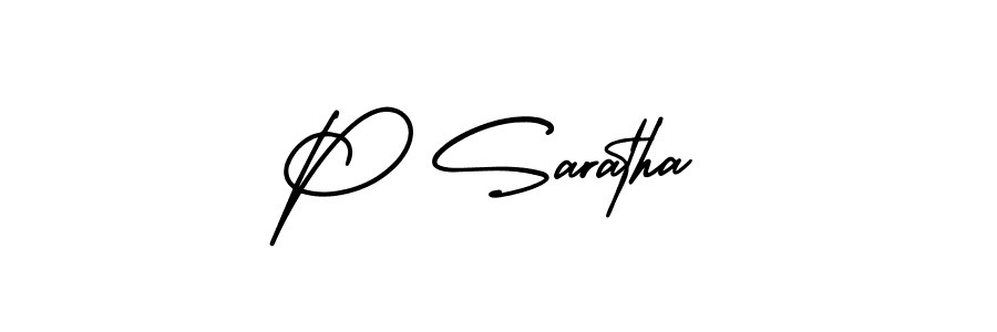 Create a beautiful signature design for name P Saratha. With this signature (AmerikaSignatureDemo-Regular) fonts, you can make a handwritten signature for free. P Saratha signature style 3 images and pictures png