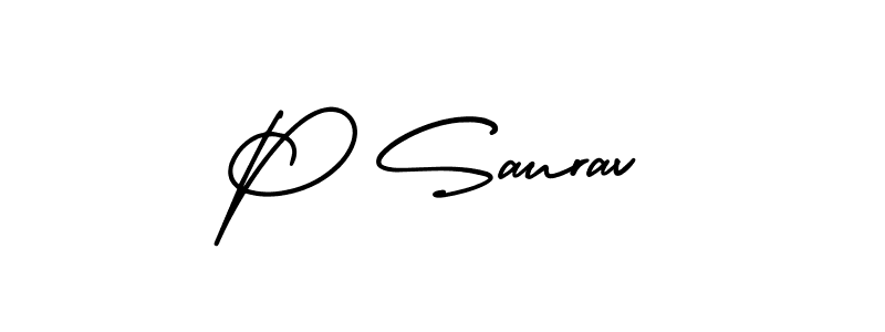 Also You can easily find your signature by using the search form. We will create P Saurav name handwritten signature images for you free of cost using AmerikaSignatureDemo-Regular sign style. P Saurav signature style 3 images and pictures png