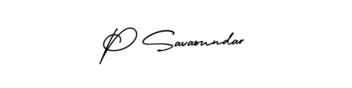 P Savasundar stylish signature style. Best Handwritten Sign (AmerikaSignatureDemo-Regular) for my name. Handwritten Signature Collection Ideas for my name P Savasundar. P Savasundar signature style 3 images and pictures png