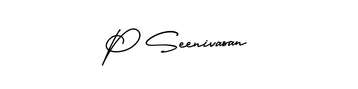 AmerikaSignatureDemo-Regular is a professional signature style that is perfect for those who want to add a touch of class to their signature. It is also a great choice for those who want to make their signature more unique. Get P Seenivasan name to fancy signature for free. P Seenivasan signature style 3 images and pictures png