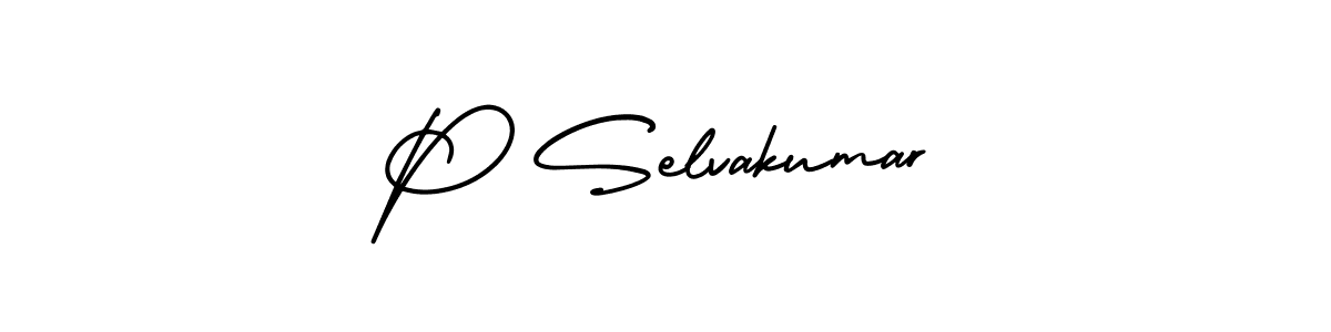 The best way (AmerikaSignatureDemo-Regular) to make a short signature is to pick only two or three words in your name. The name P Selvakumar include a total of six letters. For converting this name. P Selvakumar signature style 3 images and pictures png