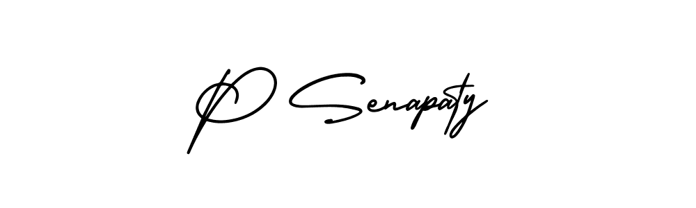 The best way (AmerikaSignatureDemo-Regular) to make a short signature is to pick only two or three words in your name. The name P Senapaty include a total of six letters. For converting this name. P Senapaty signature style 3 images and pictures png