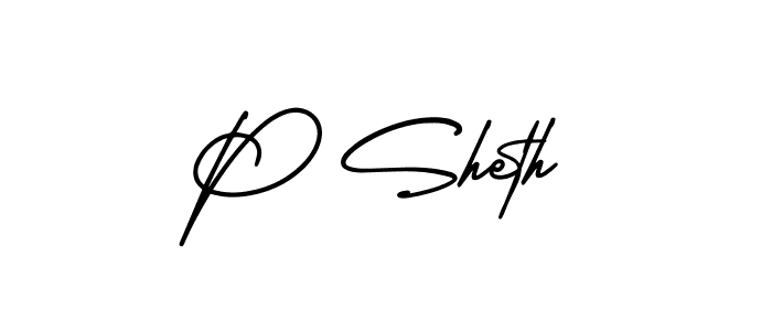 How to make P Sheth name signature. Use AmerikaSignatureDemo-Regular style for creating short signs online. This is the latest handwritten sign. P Sheth signature style 3 images and pictures png