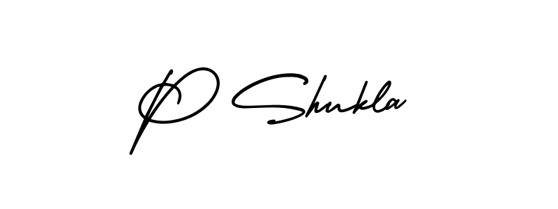 The best way (AmerikaSignatureDemo-Regular) to make a short signature is to pick only two or three words in your name. The name P Shukla include a total of six letters. For converting this name. P Shukla signature style 3 images and pictures png