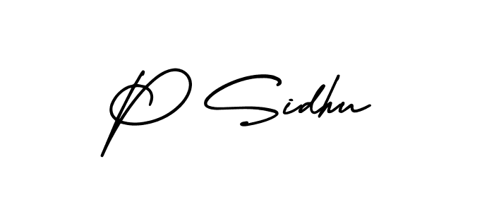 P Sidhu stylish signature style. Best Handwritten Sign (AmerikaSignatureDemo-Regular) for my name. Handwritten Signature Collection Ideas for my name P Sidhu. P Sidhu signature style 3 images and pictures png