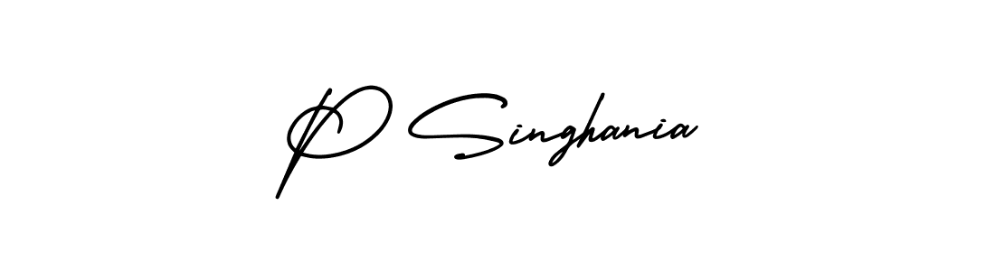 The best way (AmerikaSignatureDemo-Regular) to make a short signature is to pick only two or three words in your name. The name P Singhania include a total of six letters. For converting this name. P Singhania signature style 3 images and pictures png