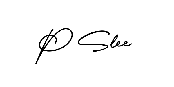 Design your own signature with our free online signature maker. With this signature software, you can create a handwritten (AmerikaSignatureDemo-Regular) signature for name P Slee. P Slee signature style 3 images and pictures png