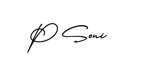 Also You can easily find your signature by using the search form. We will create P Soni name handwritten signature images for you free of cost using AmerikaSignatureDemo-Regular sign style. P Soni signature style 3 images and pictures png