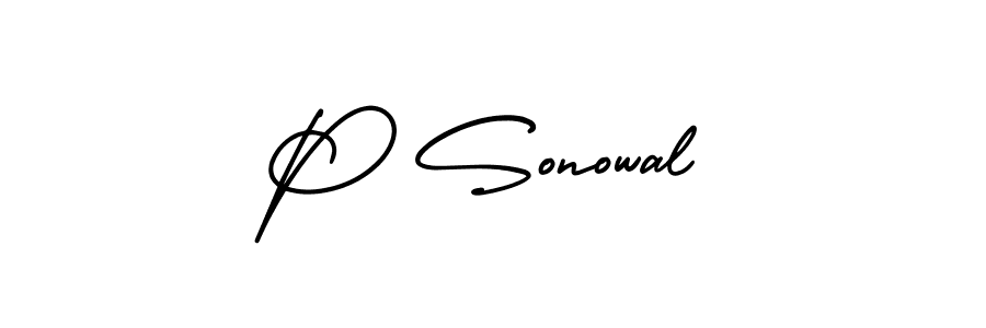 Create a beautiful signature design for name P Sonowal. With this signature (AmerikaSignatureDemo-Regular) fonts, you can make a handwritten signature for free. P Sonowal signature style 3 images and pictures png