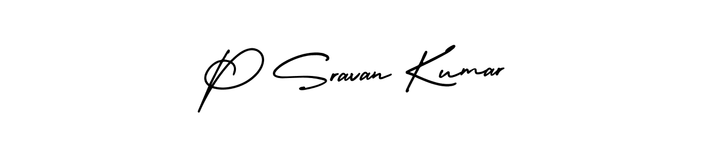 You should practise on your own different ways (AmerikaSignatureDemo-Regular) to write your name (P Sravan Kumar) in signature. don't let someone else do it for you. P Sravan Kumar signature style 3 images and pictures png