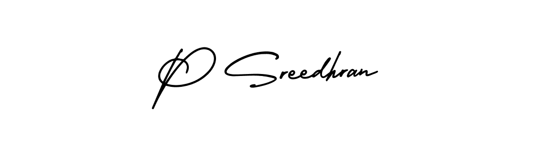 Use a signature maker to create a handwritten signature online. With this signature software, you can design (AmerikaSignatureDemo-Regular) your own signature for name P Sreedhran. P Sreedhran signature style 3 images and pictures png