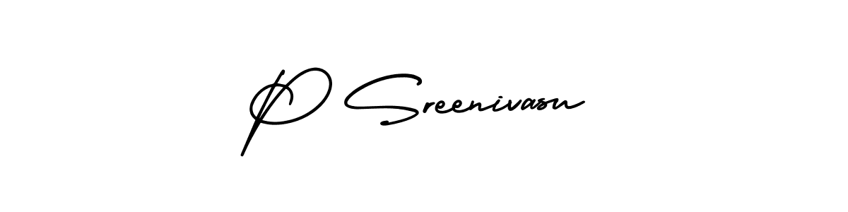 P Sreenivasu stylish signature style. Best Handwritten Sign (AmerikaSignatureDemo-Regular) for my name. Handwritten Signature Collection Ideas for my name P Sreenivasu. P Sreenivasu signature style 3 images and pictures png