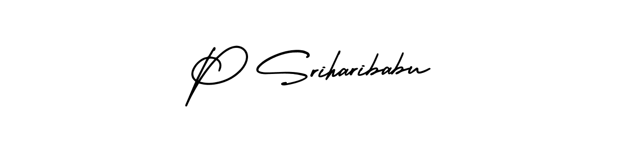 The best way (AmerikaSignatureDemo-Regular) to make a short signature is to pick only two or three words in your name. The name P Sriharibabu include a total of six letters. For converting this name. P Sriharibabu signature style 3 images and pictures png