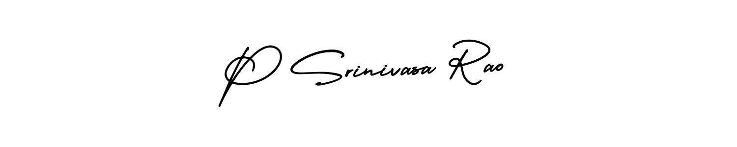 The best way (AmerikaSignatureDemo-Regular) to make a short signature is to pick only two or three words in your name. The name P Srinivasa Rao include a total of six letters. For converting this name. P Srinivasa Rao signature style 3 images and pictures png