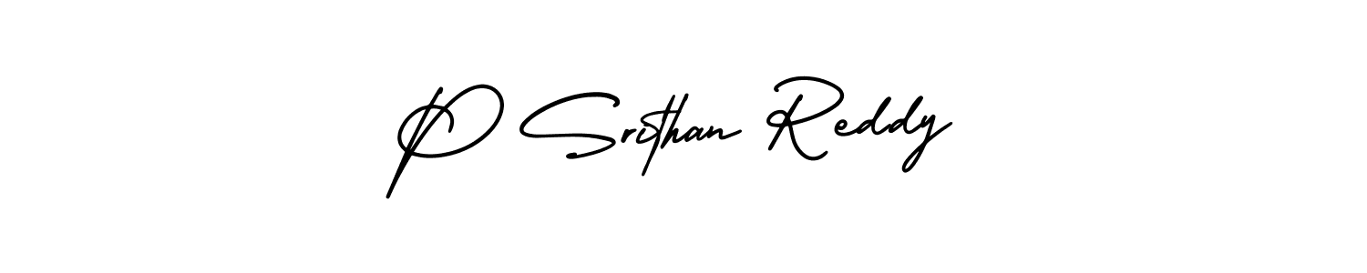 Make a beautiful signature design for name P Srithan Reddy. With this signature (AmerikaSignatureDemo-Regular) style, you can create a handwritten signature for free. P Srithan Reddy signature style 3 images and pictures png