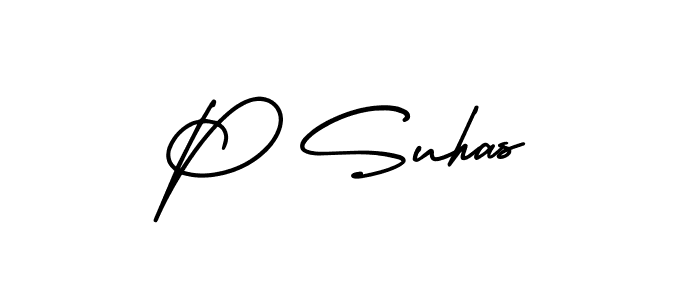 You should practise on your own different ways (AmerikaSignatureDemo-Regular) to write your name (P Suhas) in signature. don't let someone else do it for you. P Suhas signature style 3 images and pictures png