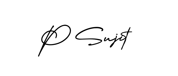 P Sujit stylish signature style. Best Handwritten Sign (AmerikaSignatureDemo-Regular) for my name. Handwritten Signature Collection Ideas for my name P Sujit. P Sujit signature style 3 images and pictures png