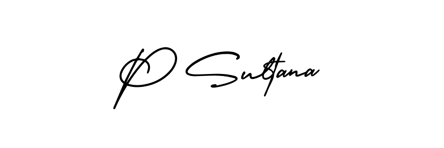 AmerikaSignatureDemo-Regular is a professional signature style that is perfect for those who want to add a touch of class to their signature. It is also a great choice for those who want to make their signature more unique. Get P Sultana name to fancy signature for free. P Sultana signature style 3 images and pictures png