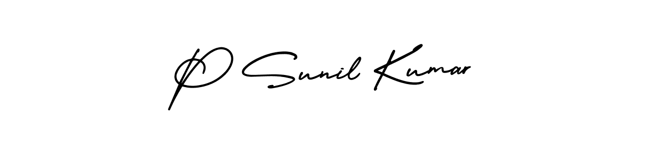 You should practise on your own different ways (AmerikaSignatureDemo-Regular) to write your name (P Sunil Kumar) in signature. don't let someone else do it for you. P Sunil Kumar signature style 3 images and pictures png