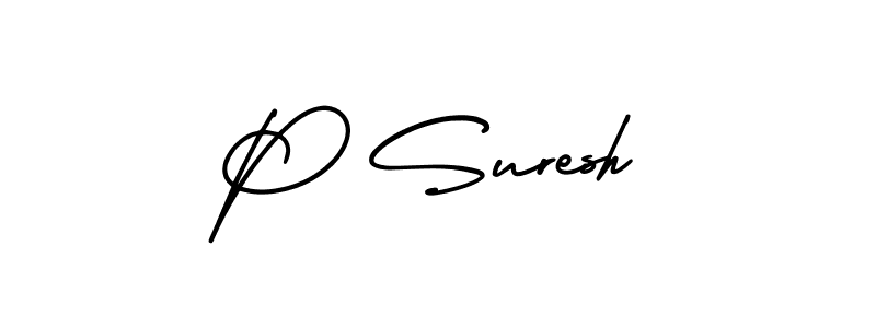 Create a beautiful signature design for name P Suresh. With this signature (AmerikaSignatureDemo-Regular) fonts, you can make a handwritten signature for free. P Suresh signature style 3 images and pictures png