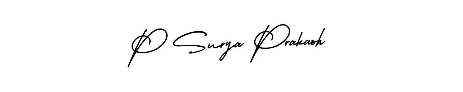 P Surya Prakash stylish signature style. Best Handwritten Sign (AmerikaSignatureDemo-Regular) for my name. Handwritten Signature Collection Ideas for my name P Surya Prakash. P Surya Prakash signature style 3 images and pictures png