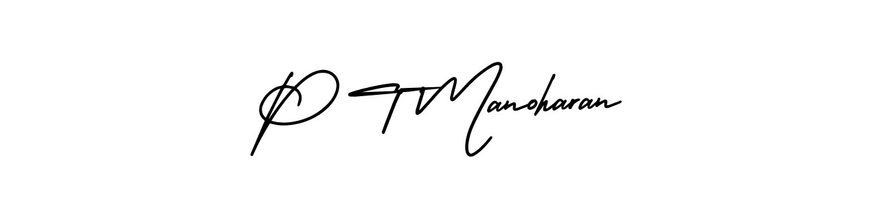 Create a beautiful signature design for name P T Manoharan. With this signature (AmerikaSignatureDemo-Regular) fonts, you can make a handwritten signature for free. P T Manoharan signature style 3 images and pictures png