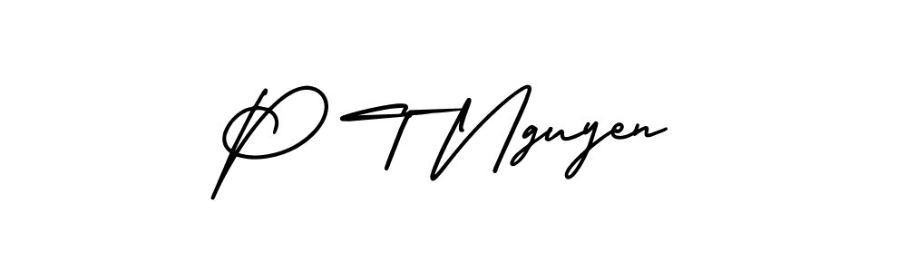 Create a beautiful signature design for name P T Nguyen. With this signature (AmerikaSignatureDemo-Regular) fonts, you can make a handwritten signature for free. P T Nguyen signature style 3 images and pictures png