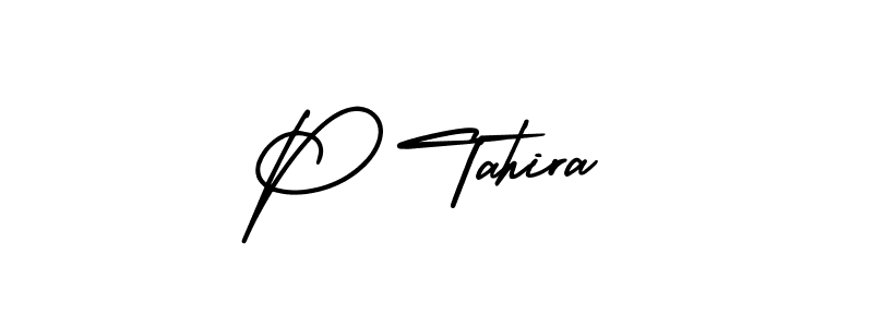 AmerikaSignatureDemo-Regular is a professional signature style that is perfect for those who want to add a touch of class to their signature. It is also a great choice for those who want to make their signature more unique. Get P Tahira name to fancy signature for free. P Tahira signature style 3 images and pictures png