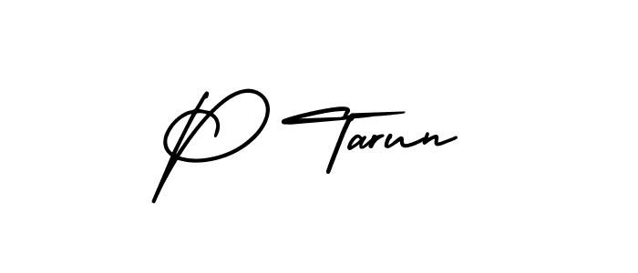 You should practise on your own different ways (AmerikaSignatureDemo-Regular) to write your name (P Tarun) in signature. don't let someone else do it for you. P Tarun signature style 3 images and pictures png