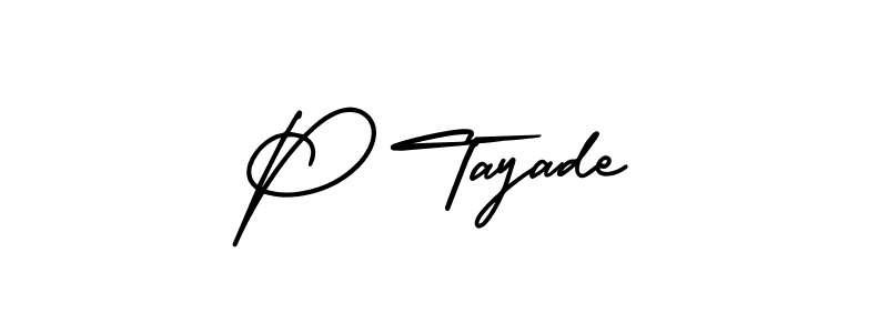 if you are searching for the best signature style for your name P Tayade. so please give up your signature search. here we have designed multiple signature styles  using AmerikaSignatureDemo-Regular. P Tayade signature style 3 images and pictures png