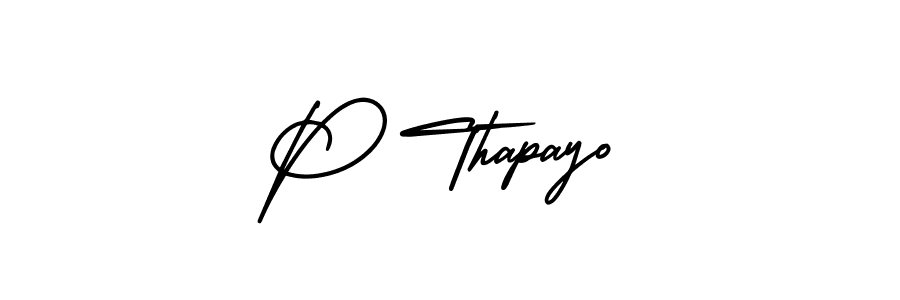 Use a signature maker to create a handwritten signature online. With this signature software, you can design (AmerikaSignatureDemo-Regular) your own signature for name P Thapayo. P Thapayo signature style 3 images and pictures png