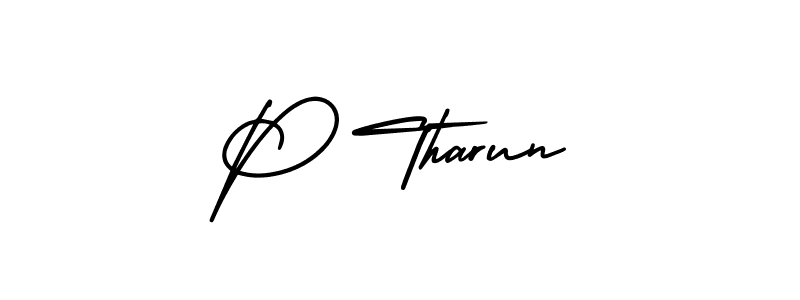 Also we have P Tharun name is the best signature style. Create professional handwritten signature collection using AmerikaSignatureDemo-Regular autograph style. P Tharun signature style 3 images and pictures png